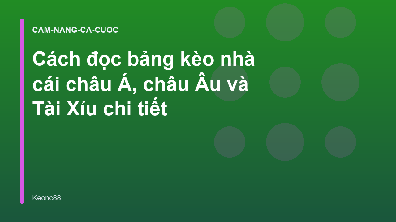 Cách đọc bảng kèo nhà cái châu Á, châu Âu và Tài Xỉu chi tiết